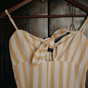Linen Oatmeal and Marigold Striped Jumpsuit